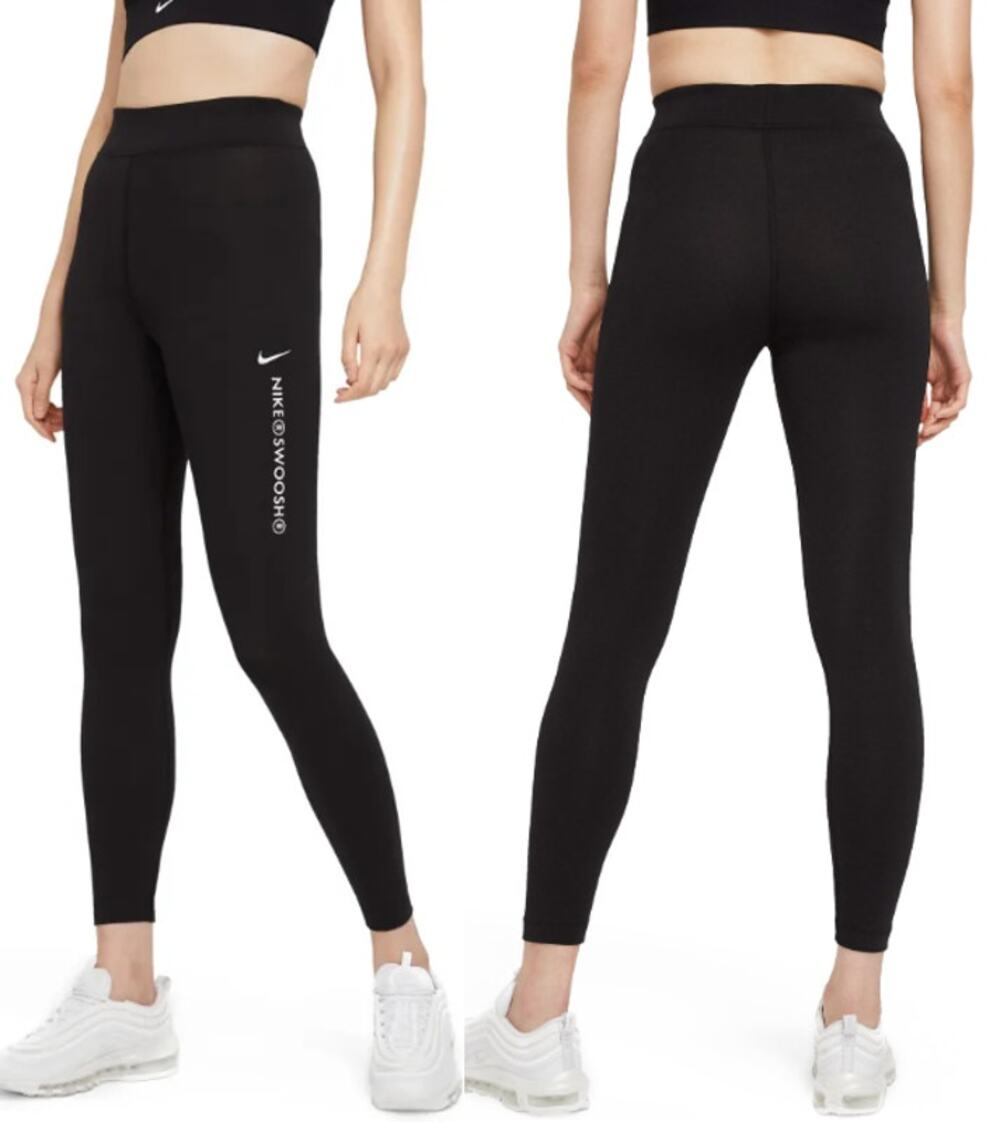 NWT Nike Swoosh Pull On High Waisted Activewear Leggings Black Women's Size S